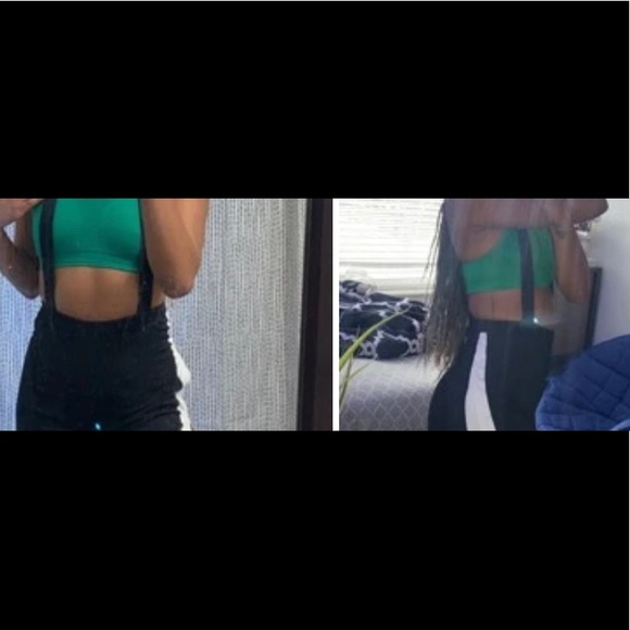 Side seam slit thigh suspender pants - Picture 3 of 3